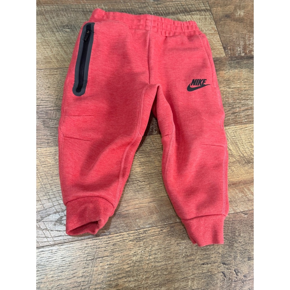 Nike Tech Fleece Joggers Kids 2T Red Heather Sweatpants CU9213-677